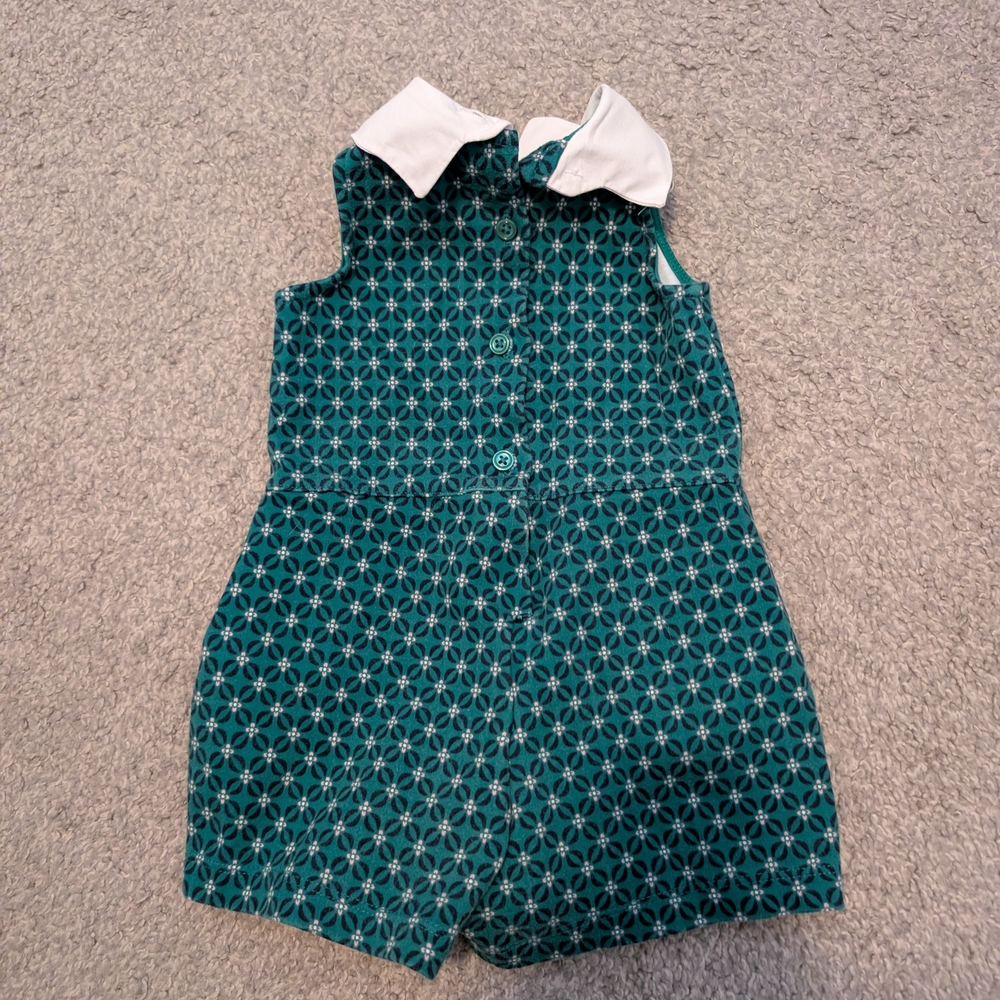 3 For $24 Janie and Jack Green Patterned Romper with White Accents - Picture 4 of 6